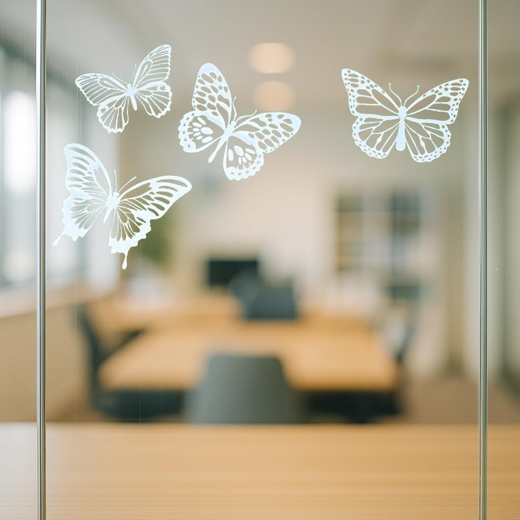 Decorative Self-Adhesive Butterflies, Decorative Wall Stickers, Elegant Wall Decoration (Silver) – Bild 7
