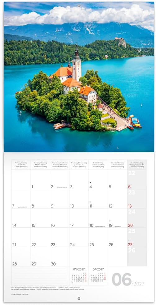 NOTIQUE Wall Calendar 2027 30 x 30 cm Natural Calendar - Alps – Bild 2