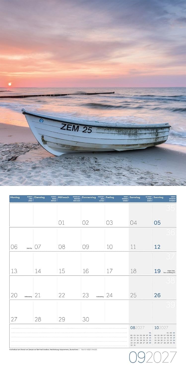 Am Meer Broschürenkalender 2027 - 30x30 - Art12 | Geschmackvoller Küsten-Kalender im schlanken Hochformat (aufgeklappt 30x60 cm) | zum Eintragen – Bild 10