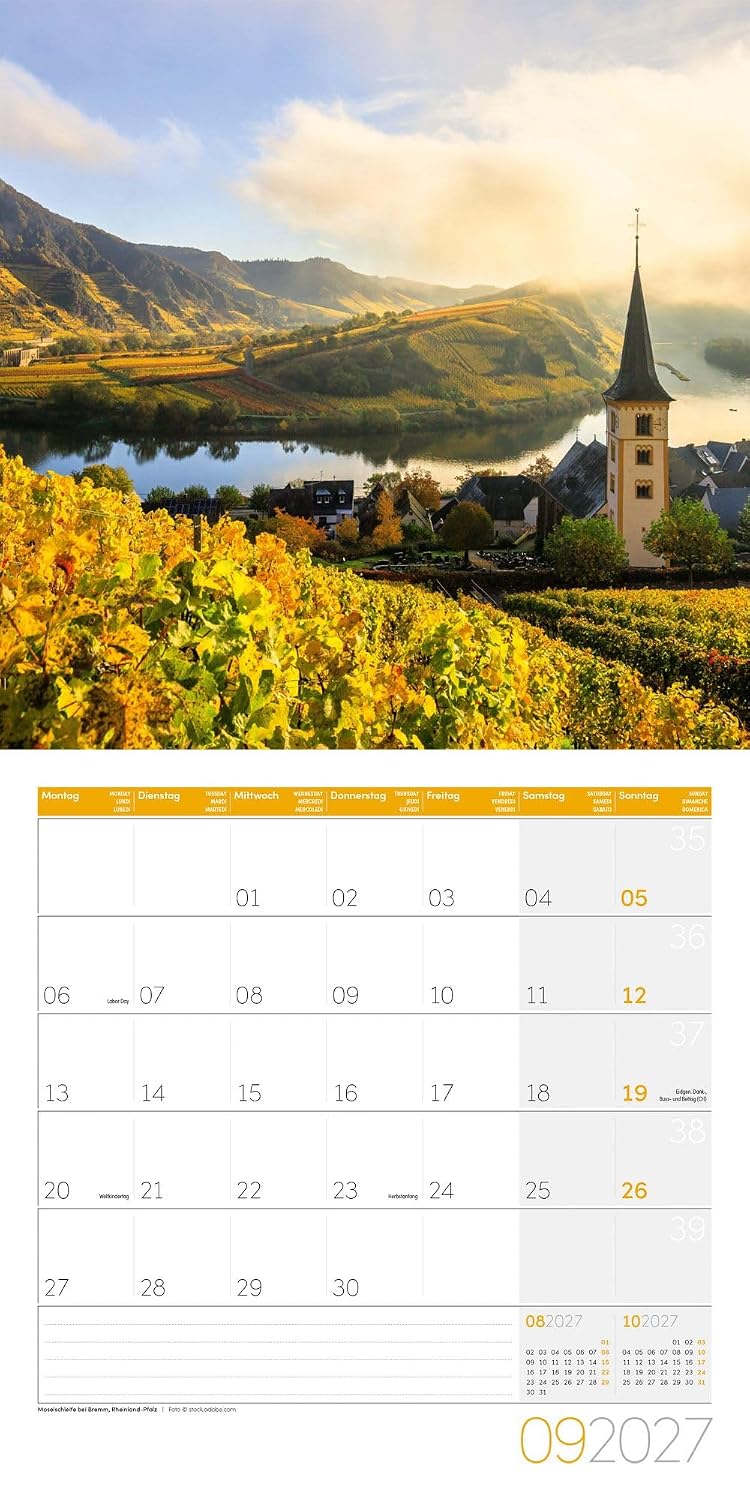 Deutschland Broschürenkalender 2027 - 30x30 - Art12 | Stilsicherer Landschaftskalender im schlanken Hochformat (aufgeklappt 30x60 cm) | zum Eintragen – Bild 10