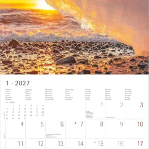 Sunny Moments 2027: Wandkalender 30x30 cm (30x60 cm geöffnet) mit Notizkalendarium, 12 Sonnenauf- und Sonnenuntergängen und Bucket-List – Bild 2