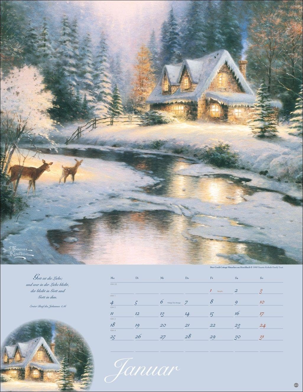 Thomas Kinkade: Land im Licht Kalender 2027: Kunstvoller Wandkalender mit idyllischen Gemälden und Bibelzitaten. Einzigartiger Kunst-Kalender. 34 x 44 cm. Hochformat. – Bild 2