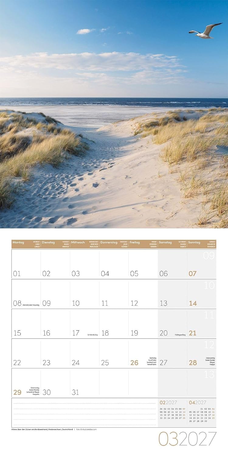 Am Meer Broschürenkalender 2027 - 30x30 - Art12 | Geschmackvoller Küsten-Kalender im schlanken Hochformat (aufgeklappt 30x60 cm) | zum Eintragen – Bild 4