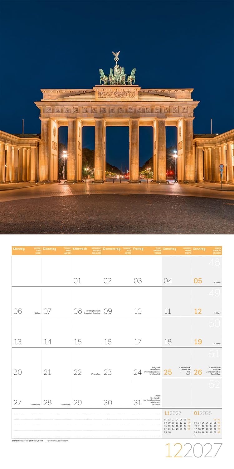 Deutschland Broschürenkalender 2027 - 30x30 - Art12 | Stilsicherer Landschaftskalender im schlanken Hochformat (aufgeklappt 30x60 cm) | zum Eintragen – Bild 13