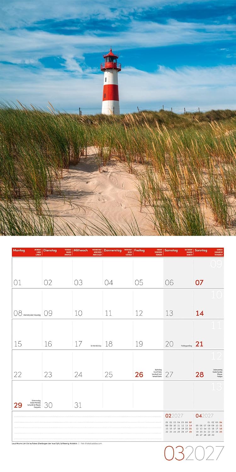 Deutschland Broschürenkalender 2027 - 30x30 - Art12 | Stilsicherer Landschaftskalender im schlanken Hochformat (aufgeklappt 30x60 cm) | zum Eintragen – Bild 4