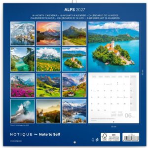 NOTIQUE Wall Calendar 2027 30 x 30 cm Natural Calendar - Alps – Bild 3