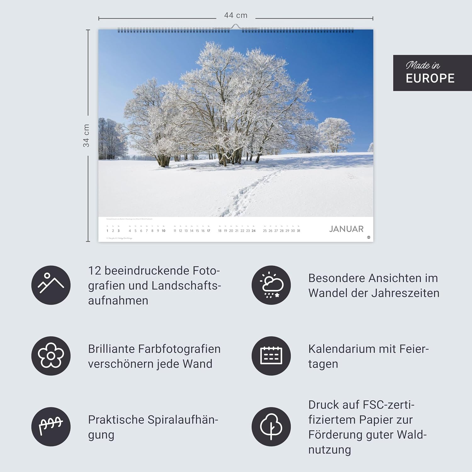 Auf Traumpfaden Posterkalender 2027: Großer Foto-Wandkalender. Landschafts-Kalender 2027 mit Fotos atemberaubender Wege. 44 x 34 cm. Querformat. – Bild 14