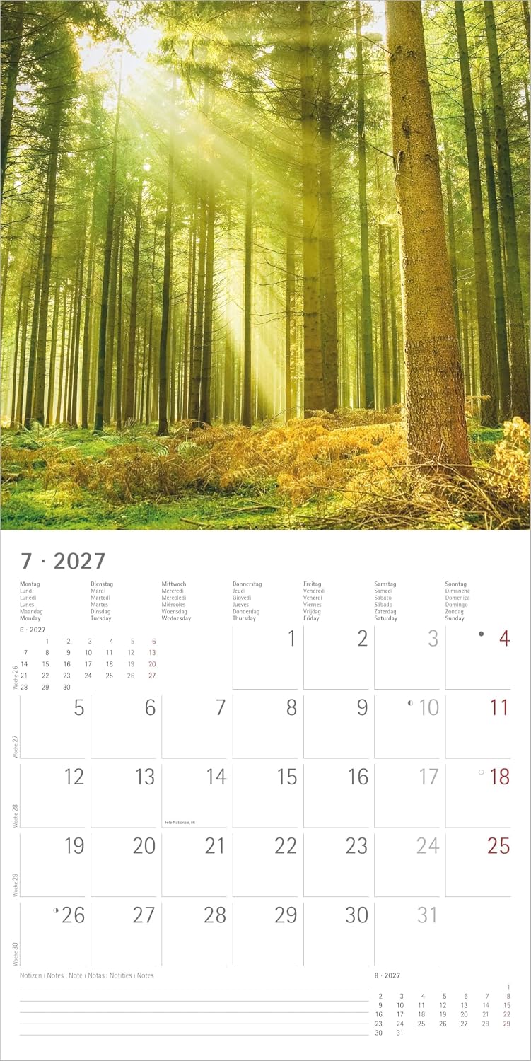 Sunny Moments 2027: Wandkalender 30x30 cm (30x60 cm geöffnet) mit Notizkalendarium, 12 Sonnenauf- und Sonnenuntergängen und Bucket-List – Bild 5