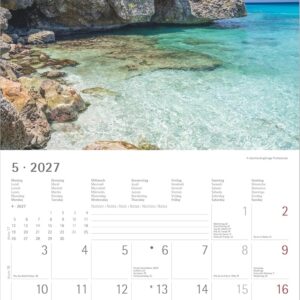 Summer Dreams 2027: Wandkalender 30x30 cm (30x60 cm geöffnet) mit Notizkalendarium, 12 Strand- und Meeresmotiven und Bucket-List – Bild 4