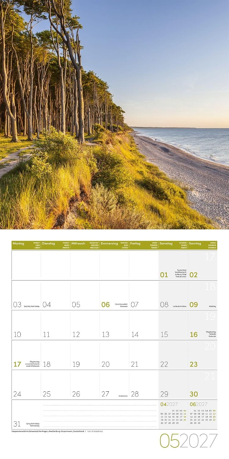 Am Meer Broschürenkalender 2027 - 30x30 - Art12 | Geschmackvoller Küsten-Kalender im schlanken Hochformat (aufgeklappt 30x60 cm) | zum Eintragen – Bild 6