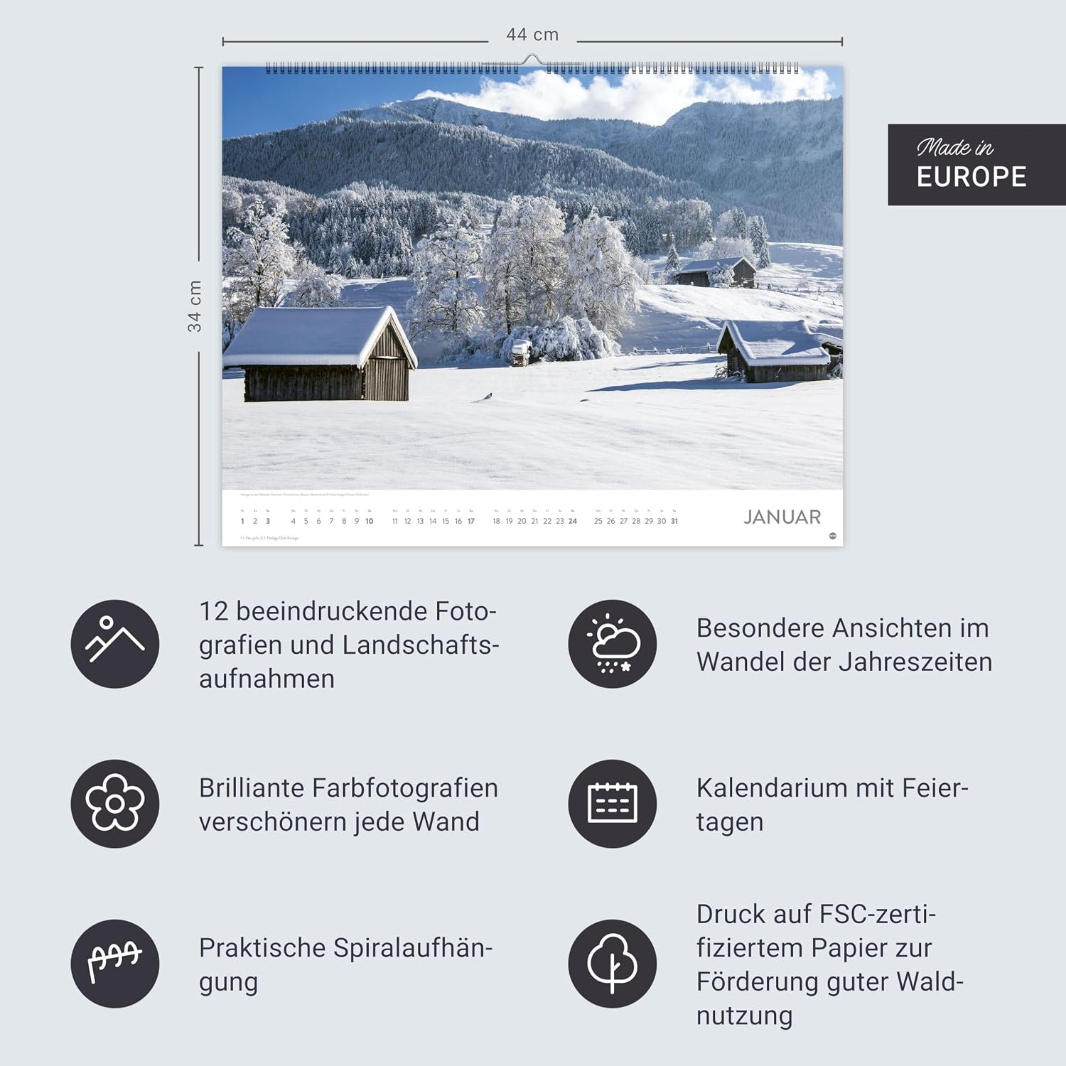 Schönes Deutschland Posterkalender 2027: Reise-Kalender mit 12 atemberaubenden Fotografien von der Nordsee bis zum Bodensee. Landschaften-Wandkalender 2027. 44 x 34 cm. Querformat. – Bild 14