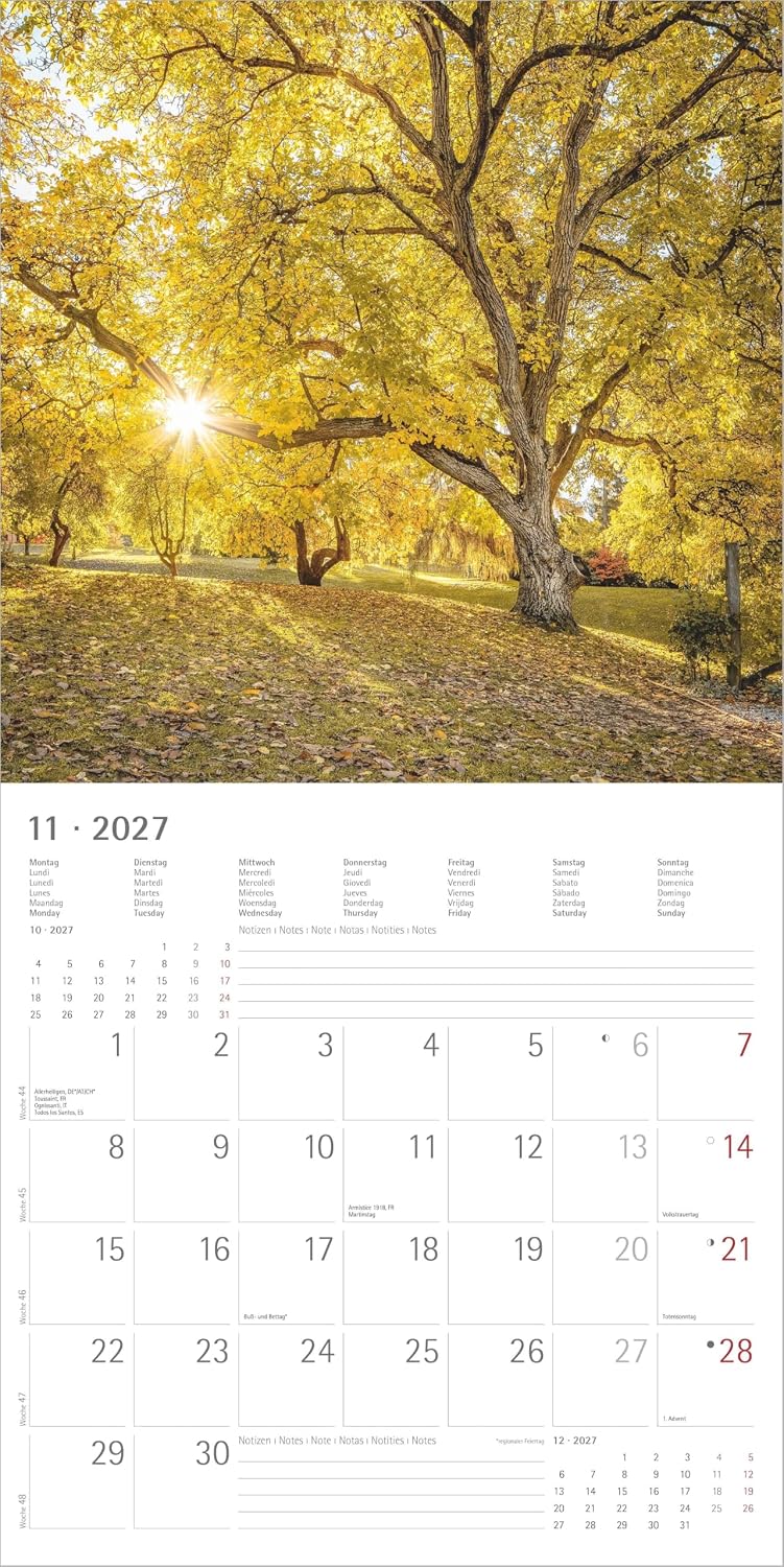 Sunny Moments 2027: Wandkalender 30x30 cm (30x60 cm geöffnet) mit Notizkalendarium, 12 Sonnenauf- und Sonnenuntergängen und Bucket-List – Bild 7