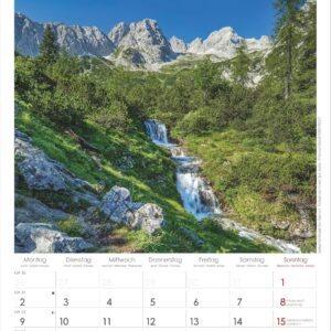 Alpen 2027: Wandkalender 23,7x34 cm mit 12 Alpenfotografien, 4-sprachigem Kalendarium und Platz für Notizen – Bild 5
