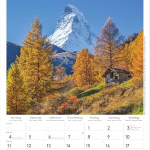 Alpen 2027: Wandkalender 23,7x34 cm mit 12 Alpenfotografien, 4-sprachigem Kalendarium und Platz für Notizen – Bild 6