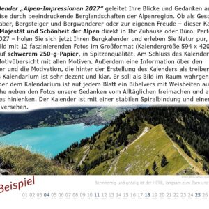 Kalender Alpen Impressionen 2027, Größe 59,4 x 42 cm, Bergfotos im Großformat | 240g Papier starke Seiten | Erlebnis Berge: Große Fotografie aus den Bergen, Berglandschaften in guter Druckqualität – Bild 16