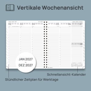 POPRUN Calendar 2027 Weekly Planner Vertical Approx. A5 (21.8 x 16.4 cm – Bild 3