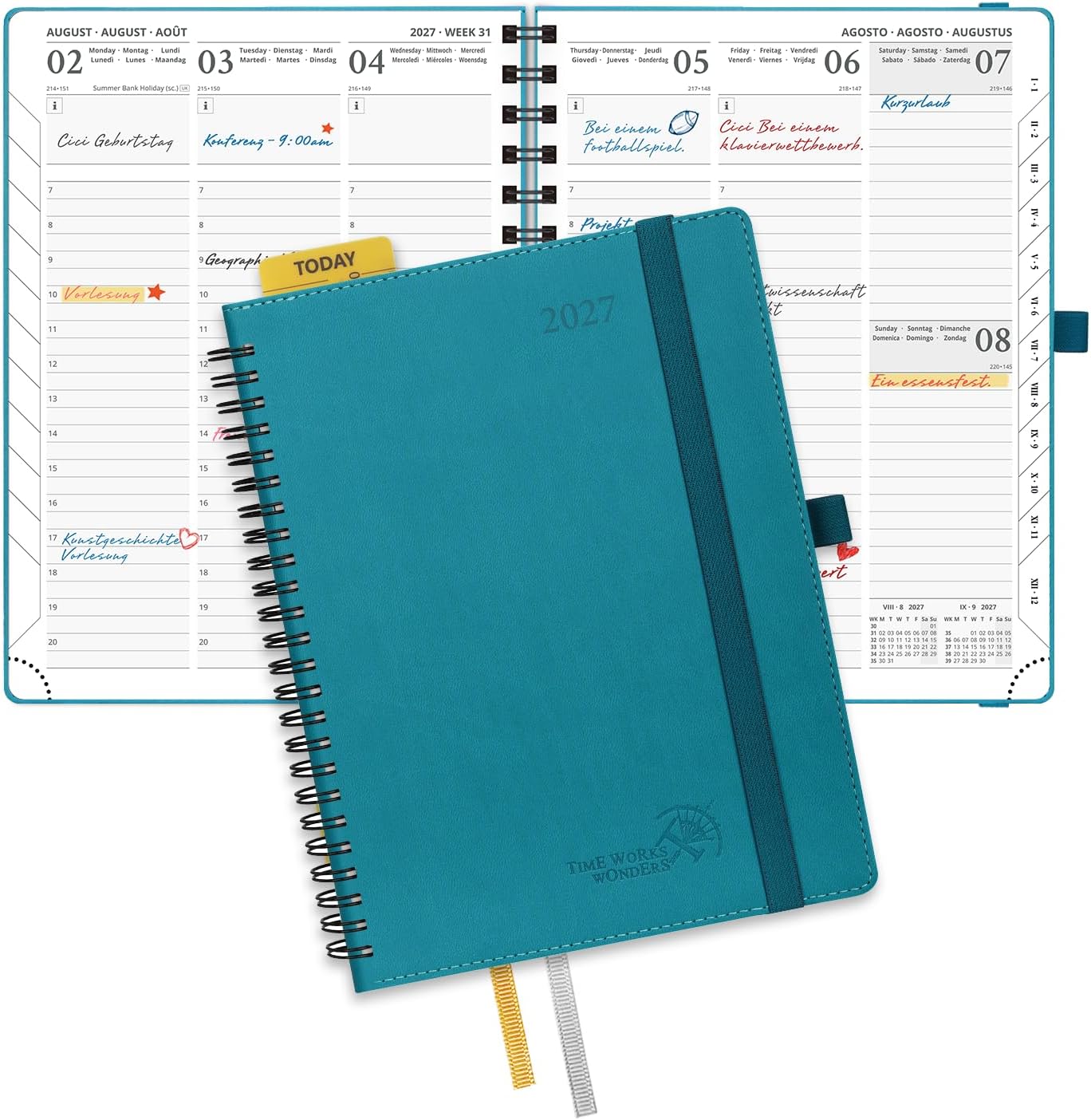 POPRUN Calendar 2027 Weekly Planner Vertical Approx. A5 (21.8 x 16.4 cm