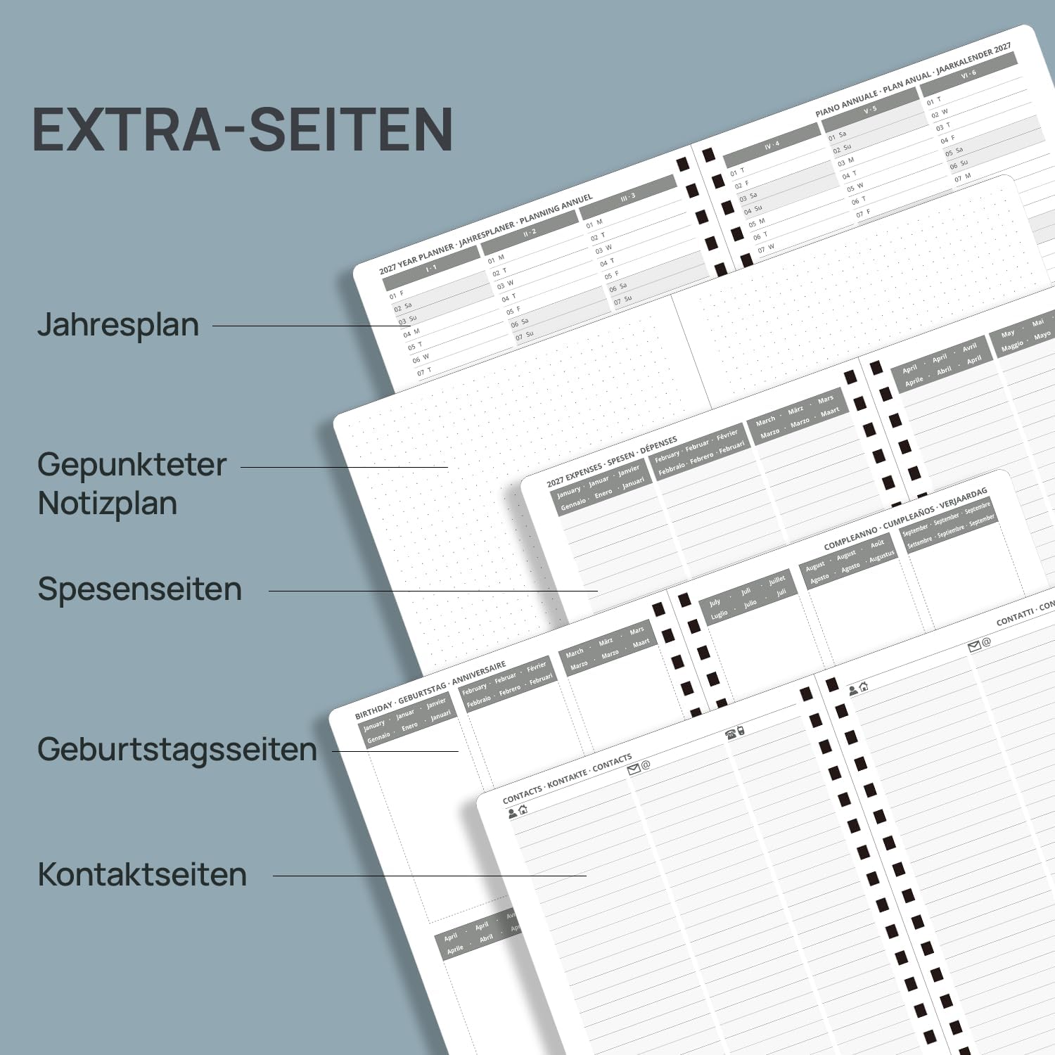 POPRUN Calendar 2027 Weekly Planner Vertical Approx. A5 (21.8 x 16.4 cm – Bild 5