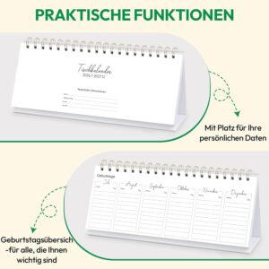 KONVINIT Desk Calendar 2026 2027 Weekly Planner 2027 for Office & Home Office - 1 Week 2 Pages with Notes, To-dos & Weekly Goal - Calendar 2027 for Standing, Format: 29.7 x 11.6 cm (Landscape Format) – Bild 5