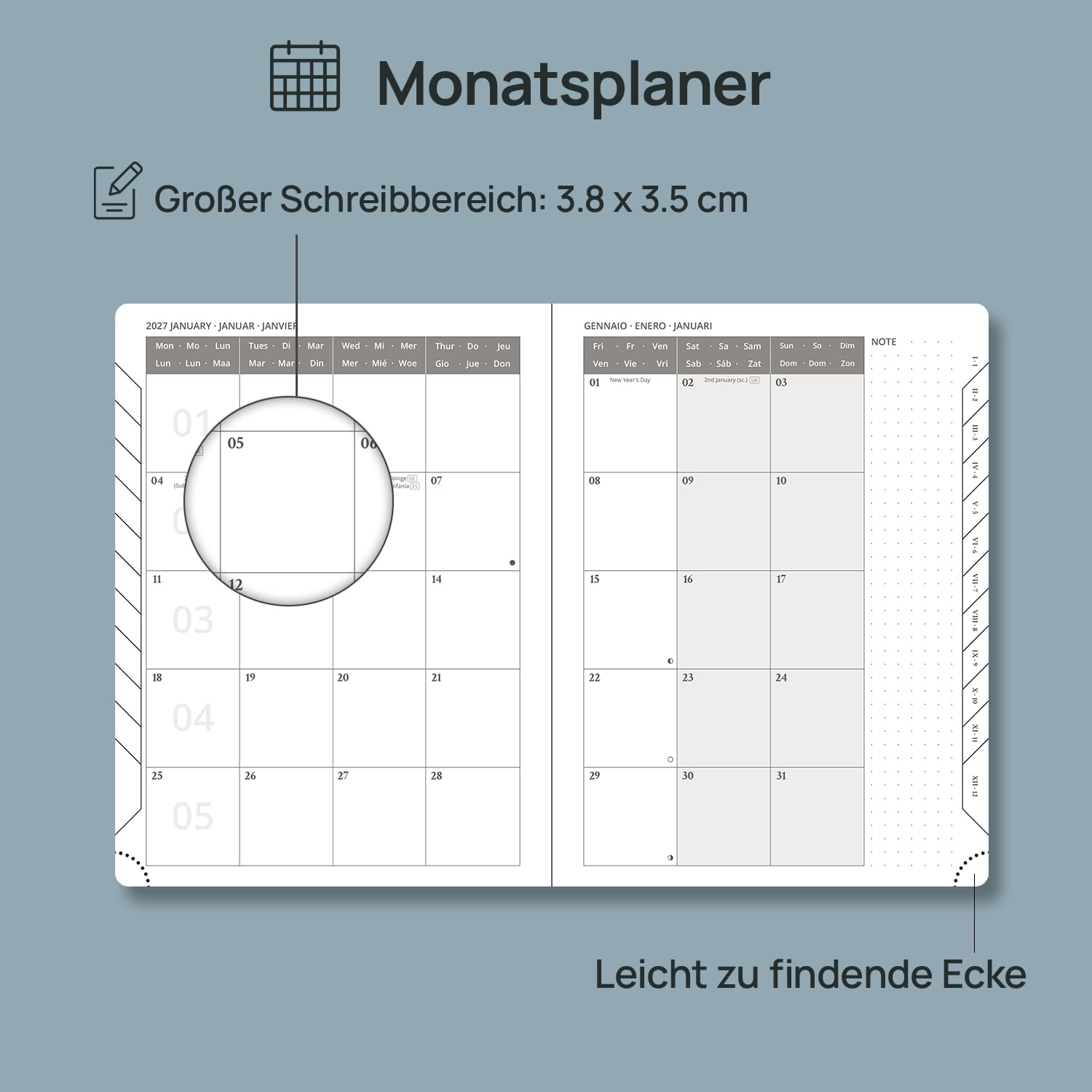 POPRUN Calendar 2027 Weekly Planner with Notes Approx. A5 (21.8 x 16.4 cm – Bild 4