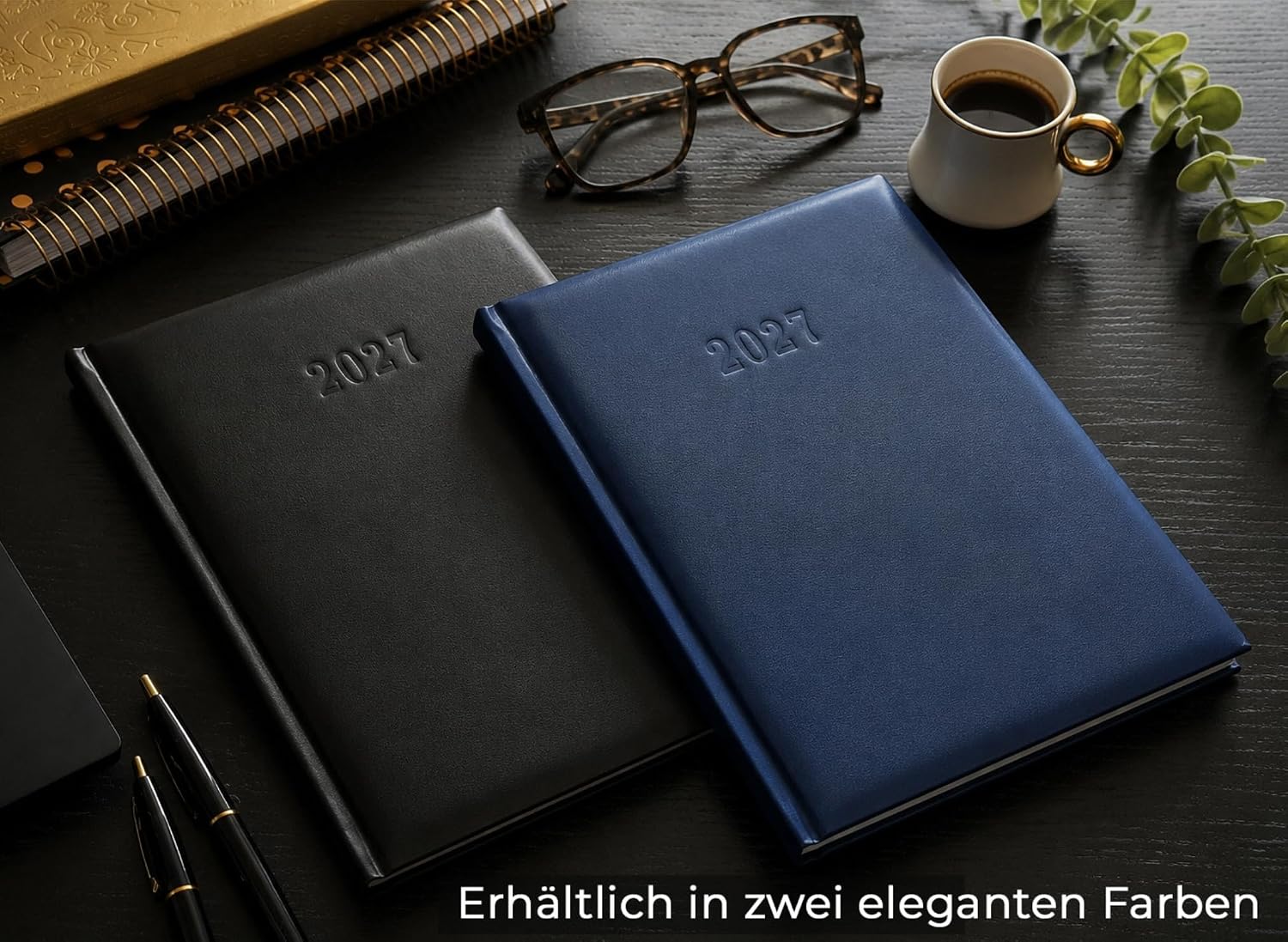Executive Planner 2027 Almost A4 in Leather Look Appointment Book 2027 Book Calendar 1 Week 2 Pages Hardcover Diary 2027 Executive Calendar with Week to View (Dark Blue) – Bild 6