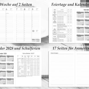 Executive Planner 2027 Almost A4 in Leather Look Appointment Book 2027 Book Calendar 1 Week 2 Pages Hardcover Diary 2027 Executive Calendar with Week to View (Dark Blue) – Bild 5