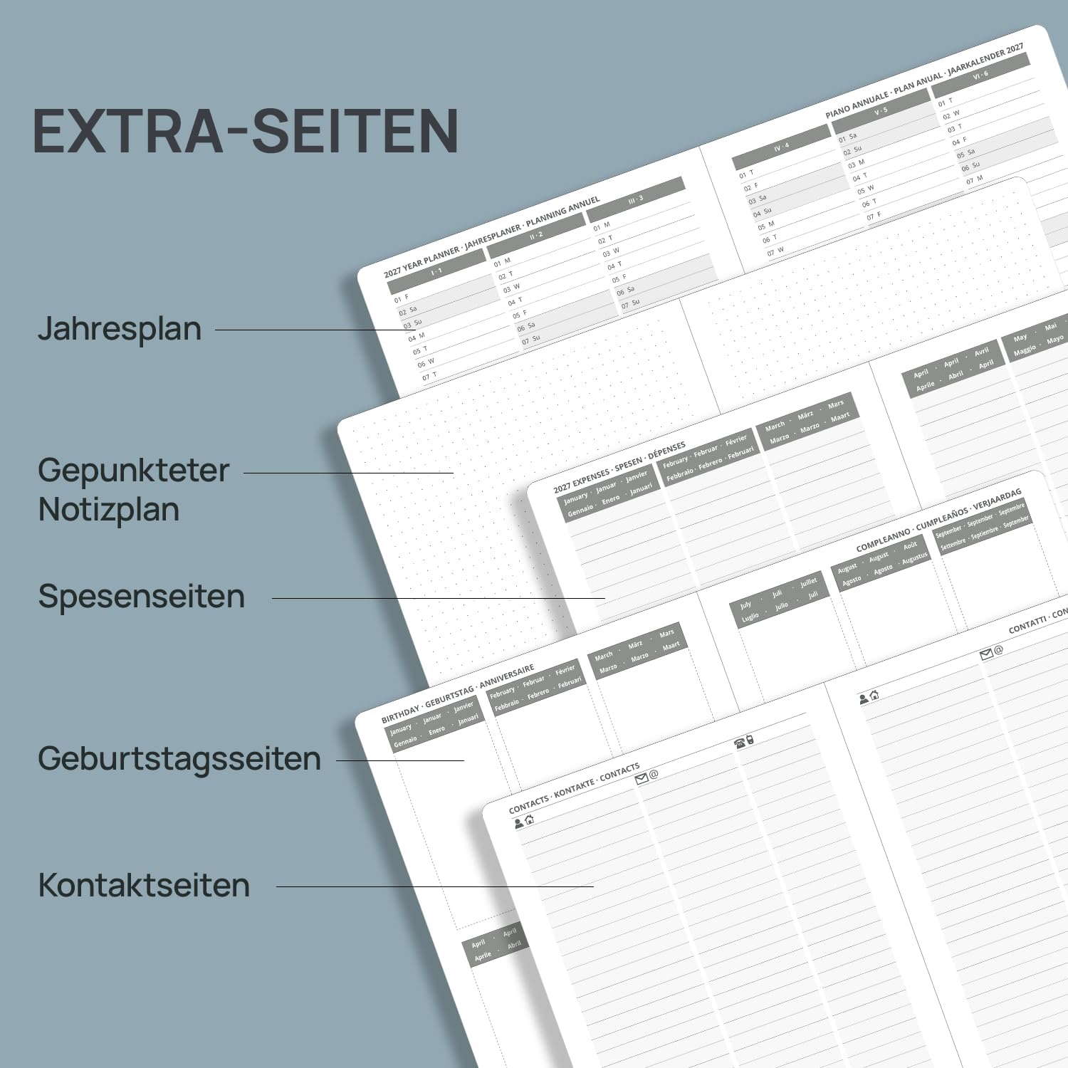 POPRUN Calendar 2027 Weekly Planner Vertical Approx. A5 (21.8 x 16.4 cm – Bild 5