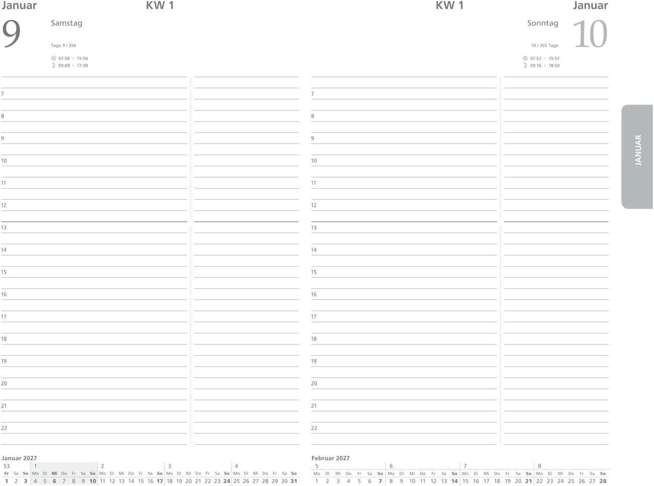 2027 Book Calendar Executive Planner A5 1 Day 1 Page Also Sundays Pink – Bild 2