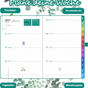 Diary 2027 A5 Turquoise - Book Calendar 2027 A5 1 Week 2 Pages, Calendar 2027 Book Calendar, Weekly Planner 2027, Agenda 2027, Hard Cover, 100gsm Paper – Bild 6