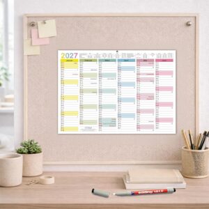 TOBJA® Blackboard Calendar 2027 Wipe-Clean - Wall Calendar 2027 A4 Colourful Includes 1 Pen - with Holidays, Holidays & KW, Rewritable Extra Thick Paper Calendar 2027 A4 Wipe-Clean – Bild 5