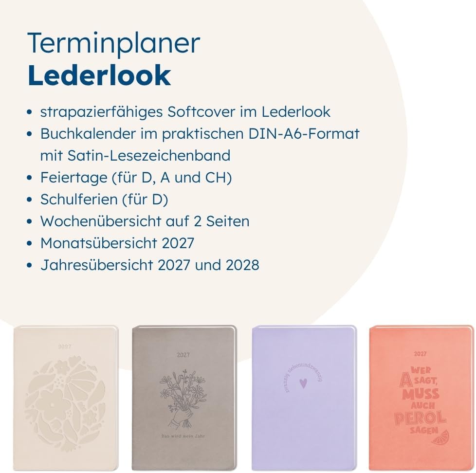 Leather Look Diary 2027 Light Blue A6 – Bild 6