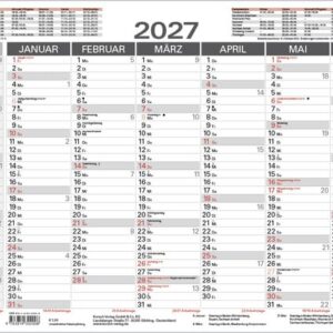 Alternative view of Tafelkalender A5 2027: 14 Monate auf Vorder- und Rückseite I Ferientermine und Feiertage