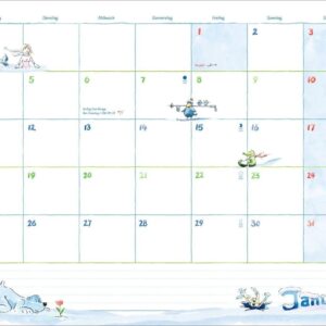 Helme Heine: Monatsplaner 2027: Liebevoll illustrierter Wandkalender von Helme Heine mit den drei Freunden. Termin-Kalender 2027 zum Eintragen. 44 x 34 cm. Querformat. – Bild 2