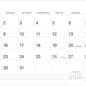Büro Monatsplaner 2027: Praktischer Wandplaner mit großer Monatsübersicht. Wandkalender DIN A4. Büro-Kalender mit Notizfeld und Schulferien. – Bild 4