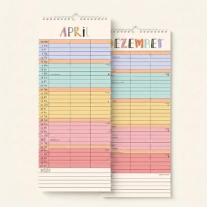 Family Planner Our Colourful Year 2027: Colourful Family Planner 14.9 x 42 cm with 3 Columns, German Calendar and Note Field, Ideal for Family Organisation – Bild 4