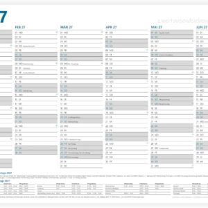 Year Planner 2027 A3 | 12 Months with Holidays and Holidays | Folded to DIN A4 | 12 Months Blackboard Calendar Front and Back DIN A3 Landscape Wall Planner – Bild 8