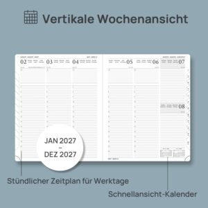 POPRUN Calendar 2027 Weekly Planner Approx. A5 (21.8 x 16.4 cm) Hardcover – Bild 3