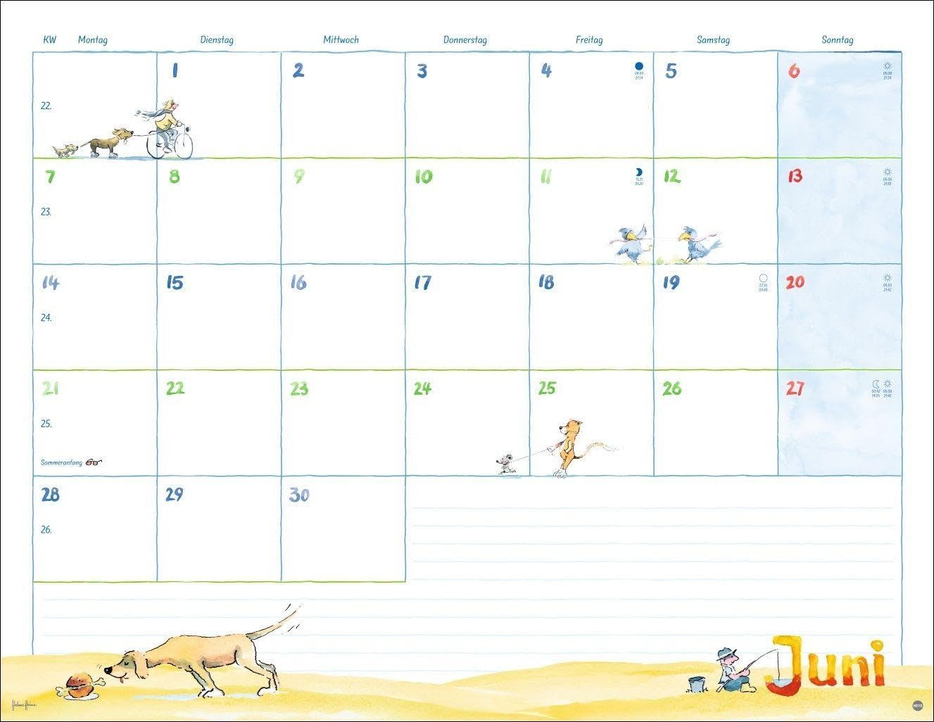 Helme Heine: Monatsplaner 2027: Liebevoll illustrierter Wandkalender von Helme Heine mit den drei Freunden. Termin-Kalender 2027 zum Eintragen. 44 x 34 cm. Querformat. – Bild 7