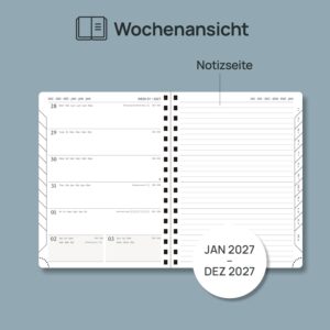 POPRUN Calendar 2027 Weekly Planner with Notes Approx. A5 (21.8 x 16.4 cm – Bild 3