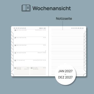 POPRUN Calendar 2027 Weekly Planner with Notes Approx. A5 (21.8 x 16.4 cm) – Bild 3