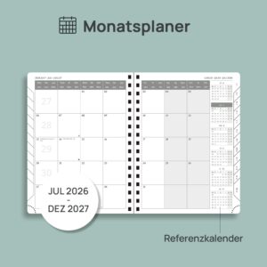 POPRUN Calendar 2026 2027 Spiral Book Monthly Planner Approx. A5 (21.8 x – Bild 4
