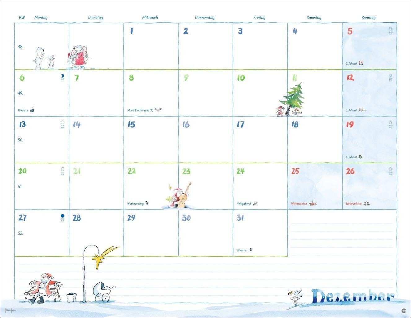 Helme Heine: Monatsplaner 2027: Liebevoll illustrierter Wandkalender von Helme Heine mit den drei Freunden. Termin-Kalender 2027 zum Eintragen. 44 x 34 cm. Querformat. – Bild 13
