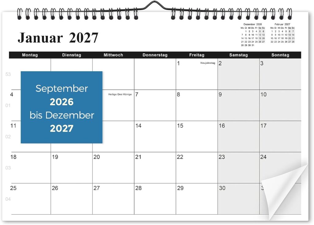 SKYDUE Calendar 2026 2027, Calendar 2027 Wall Calendar (Sept.2026-Dec.2027)