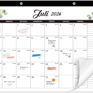 Calendar 2026/2027, 18 Month Large Wall Calendar, 43 x 30 cm, Green Leaves