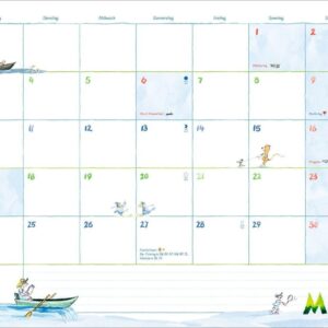 Helme Heine: Monatsplaner 2027: Liebevoll illustrierter Wandkalender von Helme Heine mit den drei Freunden. Termin-Kalender 2027 zum Eintragen. 44 x 34 cm. Querformat. – Bild 6