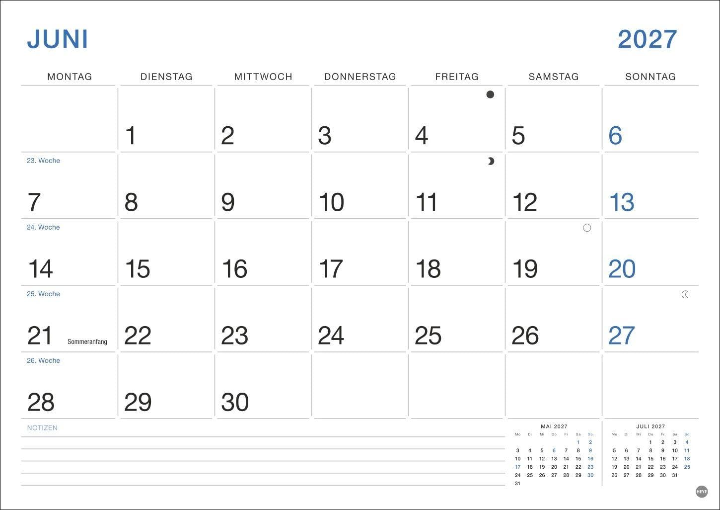 Büro Monatsplaner 2027: Praktischer Wandplaner mit großer Monatsübersicht. Wandkalender DIN A4. Büro-Kalender mit Notizfeld und Schulferien. – Bild 7