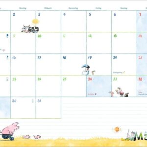 Helme Heine: Monatsplaner 2027: Liebevoll illustrierter Wandkalender von Helme Heine mit den drei Freunden. Termin-Kalender 2027 zum Eintragen. 44 x 34 cm. Querformat. – Bild 4