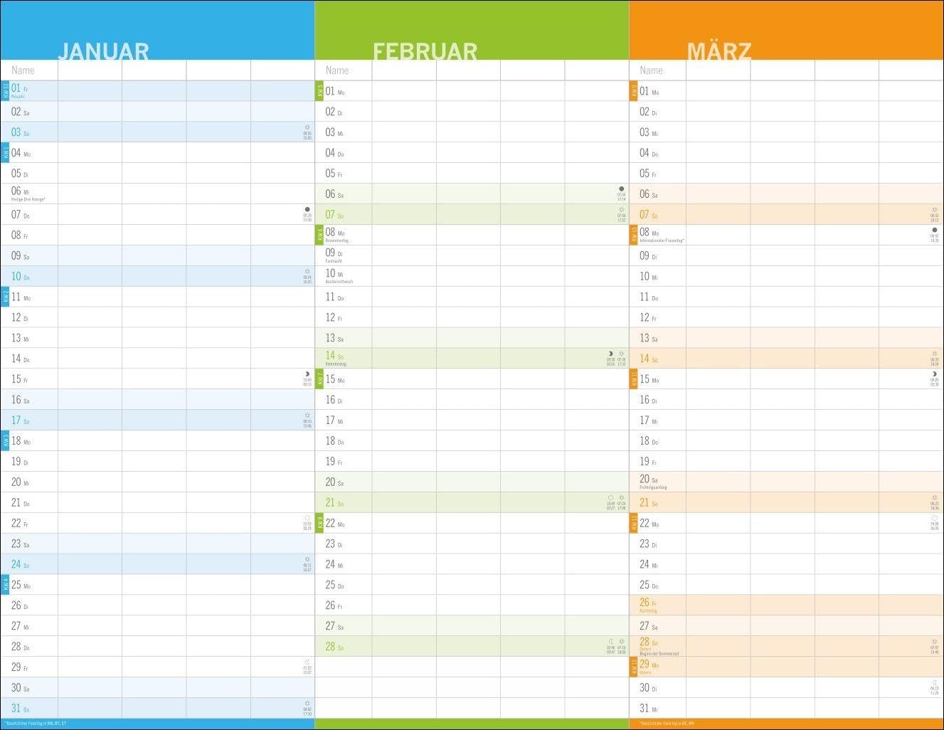 3-Monats-Familienplaner 2027: Familienkalender mit 3 Monats-Übersicht. Praktischer Familien-Wandkalender mit viel Platz zum Eintragen. 44 x 34 cm – Bild 2