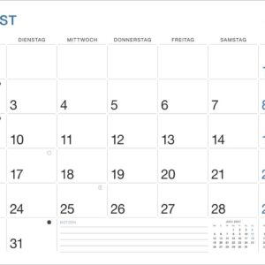 Büro Monatsplaner 2027: Praktischer Wandplaner mit großer Monatsübersicht. Wandkalender DIN A4. Büro-Kalender mit Notizfeld und Schulferien. – Bild 9