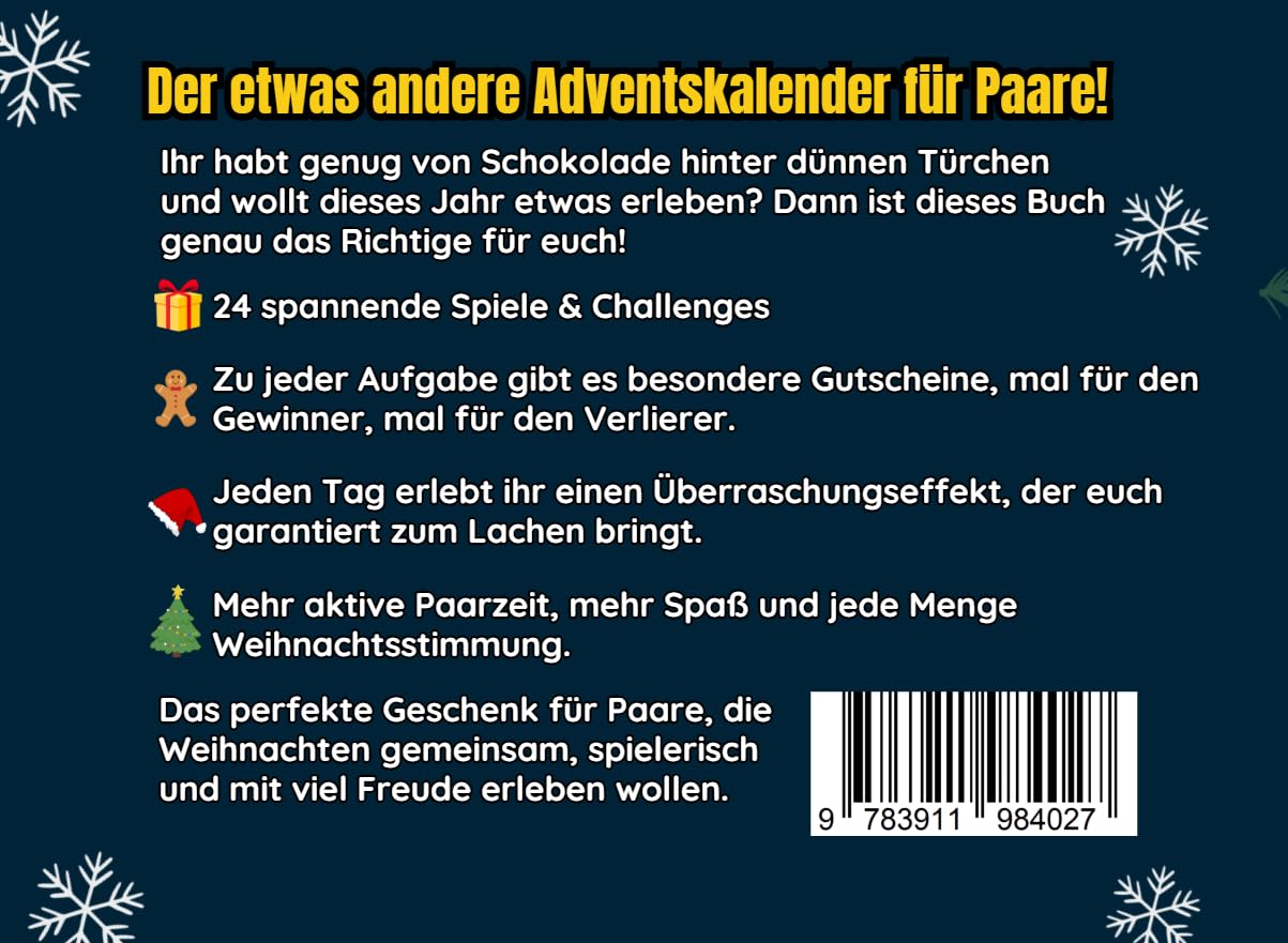 Adventskalender für Paare - Das Duell-Buch: 24 lustige Spiele und Challenges inkl. 24 besondere Gutscheine für eine spannende Adventszeit und ein unvergessliches Weihnachten! (Duellbücher) – Bild 2